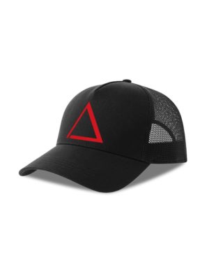 Animica-Caps-Black-Red-with-visor-in-organic-cotton-Atlantis-front